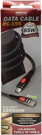 Кабель Remax USB TypeC (M), 1 м, RC-195 черный — изображение 2