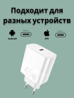 Зарядное устройство Mobile Store WUW USB Type-C 45 Вт белый — изображение 3