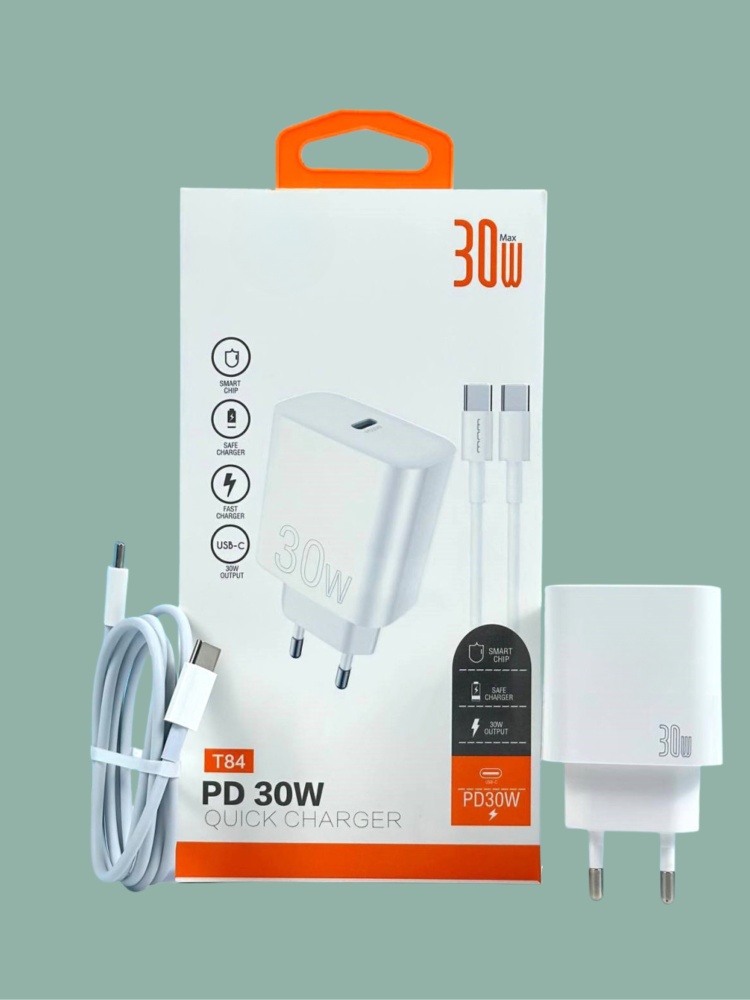 08-6.jpg Зарядное устройство Mobile Store WUW USB Type-C 30 Вт белый — изображение 8